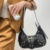Fashion Rivet Design Saddle Shoulder Bags for Women Versatile Ladies Underarm Handbags Purse Casual Cool Hot Girls Crossbody Bag