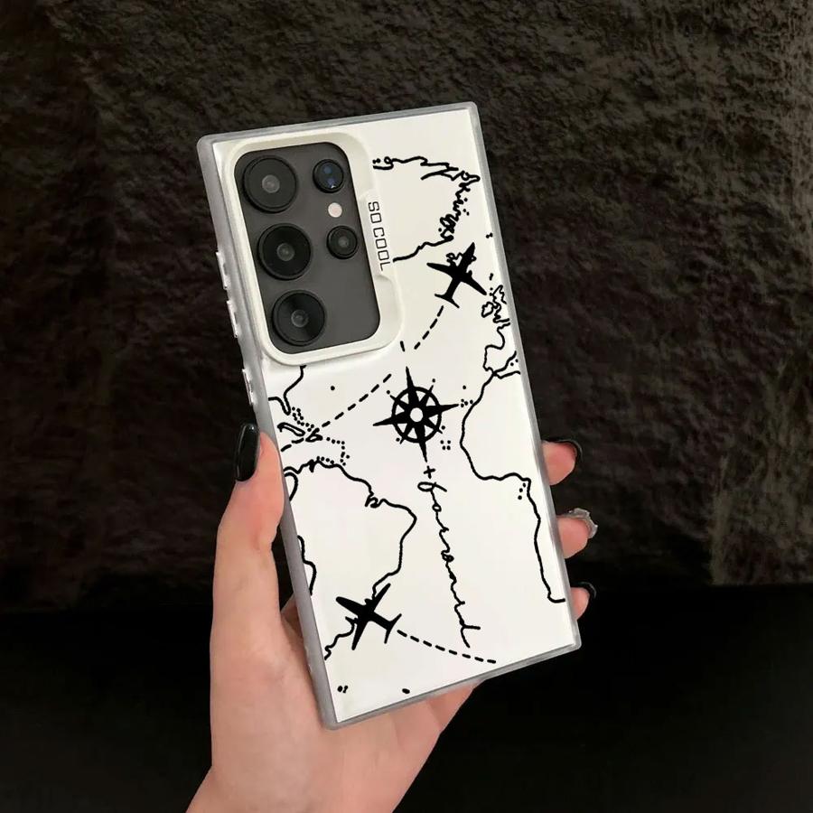 Phone Cover Case for Samsung Galaxy S25 S22 Ultra S21 Note 20 Ultra S24 FE S25Edge S23 S20 FE Airplane Route