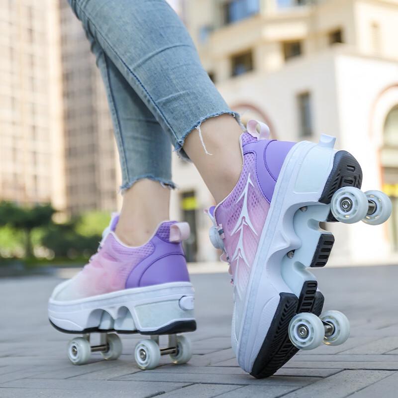 Unisex Retractable Wheel Roller Skate Shoes 40