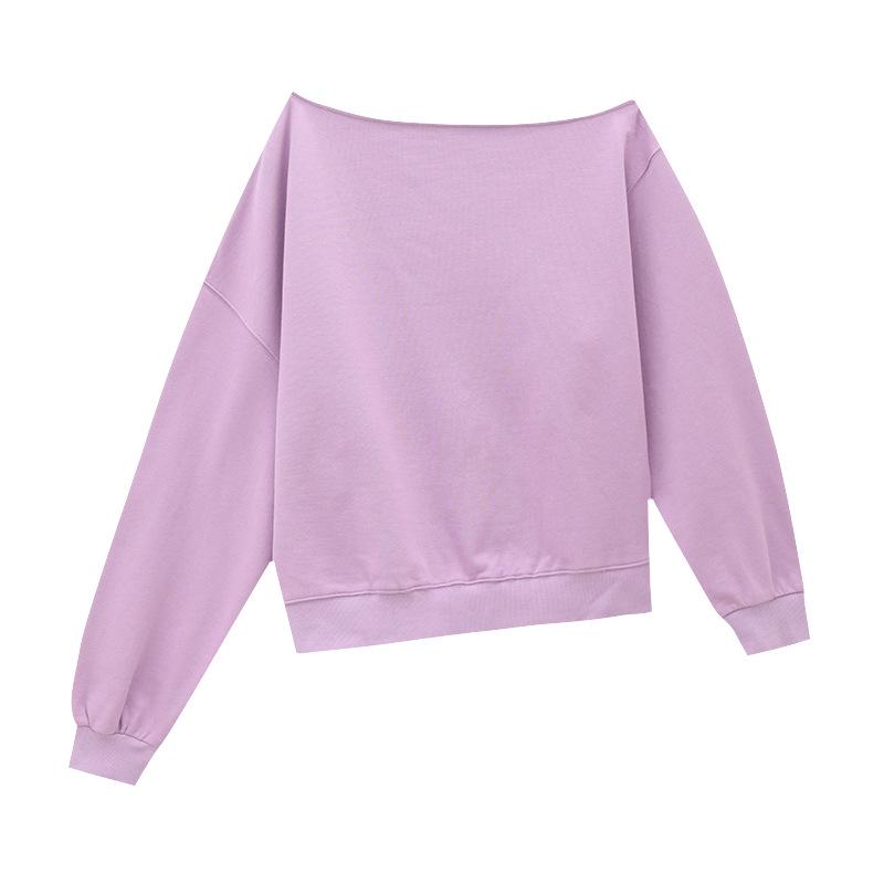 

Любовь и Нэнси 2025 Лето Корейский Свитшот из Плотного Хлопка с Расслабленным Воротником Хомут One Size фиолетовый