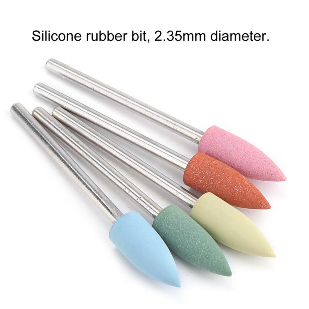 5PCS Silicone Rubber Pedicure Drill Bits Stainless Steel Manicure Drill Bits Nail Care