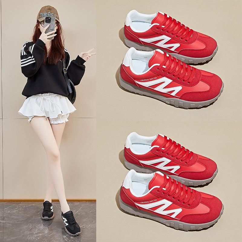 Women‘s Casual Running Sneakers Breathable PU Leather Anti-Slip Chunky Platform Walking Shoes for Women Outdoor Comfortable Lace-up Tennis Sneakers