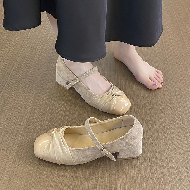 New Style Women's Thick Heel Women Mary Jane Shoes Square Toe Shallow Butterfly-knot Ladies Casual Shoes Zapatos Mujer
