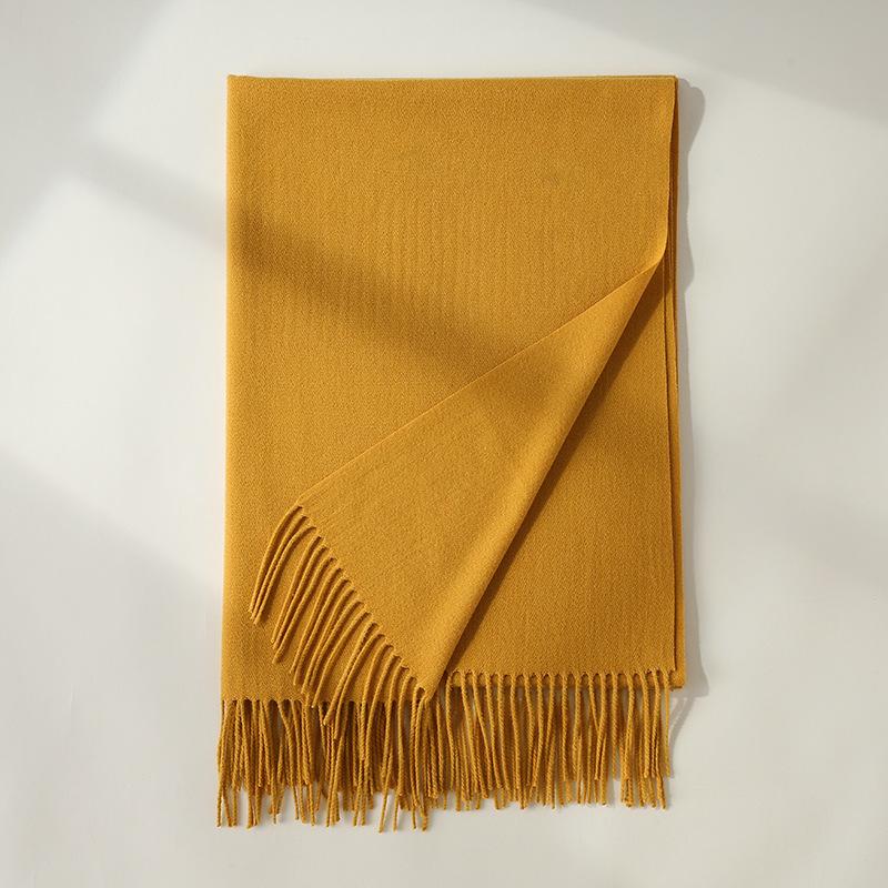 Imitation Cashmere Scarf Autumn and Winter New Solid Color Mid Length Warm Scarf Japanese and Korean Sweet Fashion Tassel Scarf