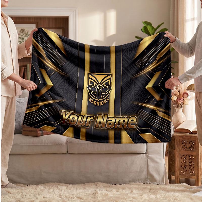 Wigan Warriors Flannel Blanket, Custom Name Text Personalized Soft Throw Blanket Home Decor Gift