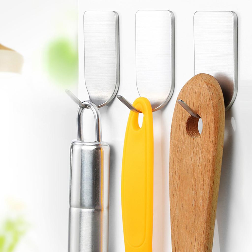 8 Stück Wandhaken 304 Edelstahl Starker Klebehaken für Badezimmer Küche Schlafzimmer Schlanker Haken 4x2,5x0,3cm