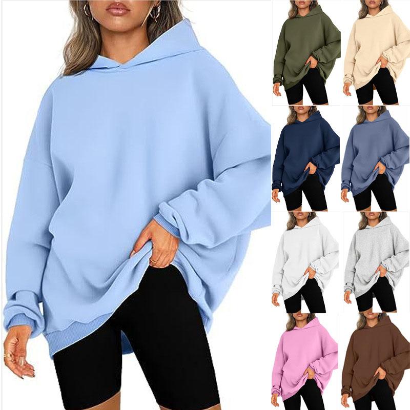 2026 Fall Winter New Loose Hoodies Pullovers Women Oversized Casual Solid Plus Velvet Sweatshirts Female Hoody Clothes