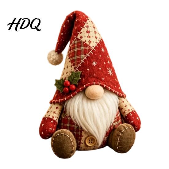 Pièces de Tissu prédécoupées Kit Gnome Patchwork DIY Couture de Noël Kit d'Activité Créative Relaxante 3D pour Débutants Adultes Cadeau Fait Main Loisir sans Écran rouge