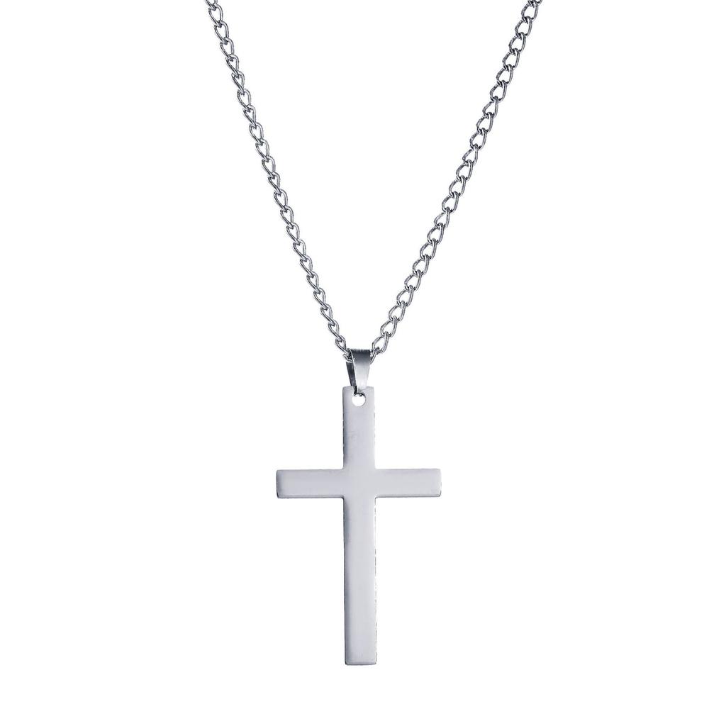 Hip Hop Titanium Steel Cross Pendant Necklace For Men Versatile Unisex Chain Jewelry