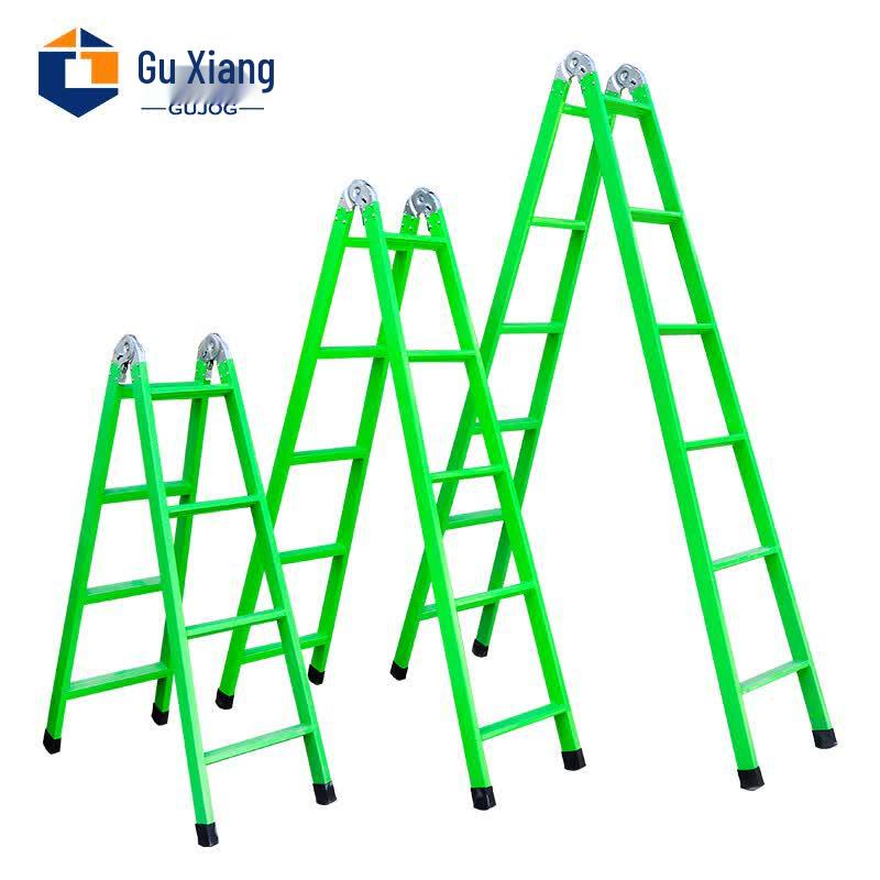 Heavy-Duty Folding Iron A-Frame Ladder
