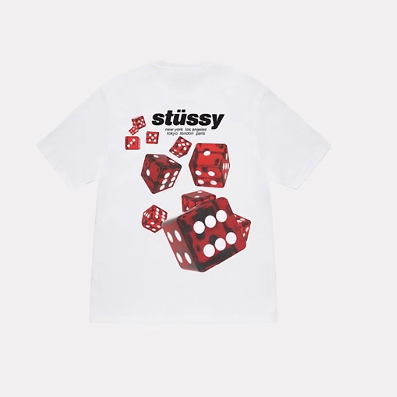 Womens Loose Fit Short Sleeve T-Shirt American Style Red Dice Print Casual Streetwear
