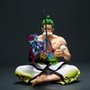 Anime One Piece 19cm Gk Kimono Sitting Kimono Zoro Statue Figure Model Decoration Action Figurine Doll Ornament Toys Gift
