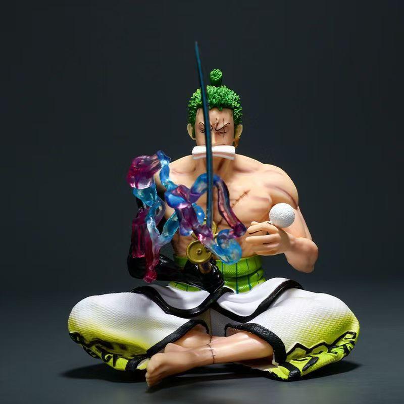 Anime One Piece 19cm Gk Kimono Sitting Kimono Zoro Statue Figure Model Decoration Action Figurine Doll Ornament Toys Gift