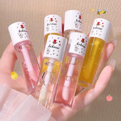 Honigbienen-Lippenöl, Lippenpflege, feuchtigkeitsspendendes, glasklares Lippen-Honig-Reparatur-trockenes, rissiges Peeling, weibliches Doodle-Lippen-feuchtigkeitsspendendes Lippenöl