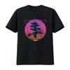 Herren-T-Shirt mit Bonsai-Baum-Motiv, japanischem Retro-Vaporwave-Stil der 80er und 90er Jahre, weiß, XL, Vintage-Waschung, für den Alltag, dehnbar