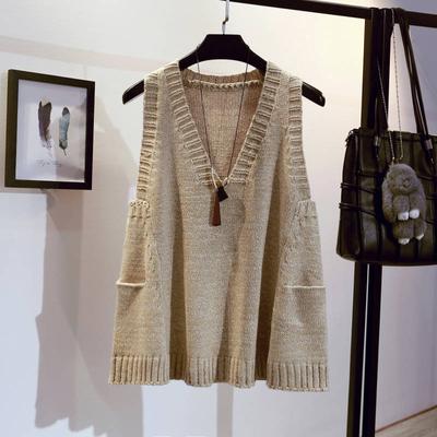 V-hals Losse A-lijn Trui Vest Dames Mouwloos Gerimpeld Effen Kleur Mode Casual Pullover Trui Vest Dames Lente Herfst