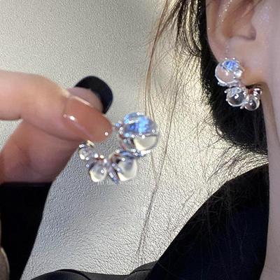 Ice Transparent Beaded Earrings: Unique, High-End Design with a Simple, Cold Style for Women