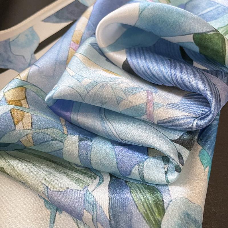 100% Natural Silk Square Scarf Women Neck Foulard High Quality Bandana Scarves Female Summer New Neckerchief Popular Shawl Wrap