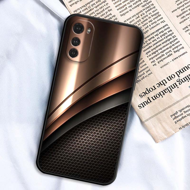 Artistic Metal Style Pattern For Motorola G85 Edge 50 G24 G35 G14 G04 40 G72 G34 G G54 G13 G32 5G Black Phone Case