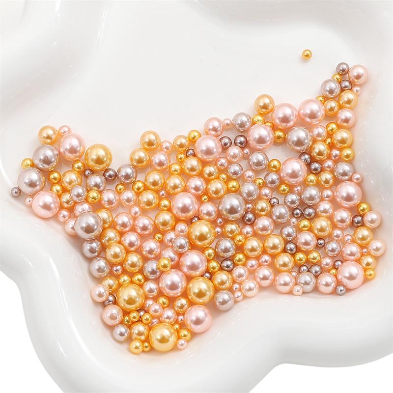 200Pcs No Hole 3-8mm Colorful ABS Round Imitation Pearl Beads for DIY Jewelry Craft Making Home Decoration Art Faux Pearls for Vase Fillers