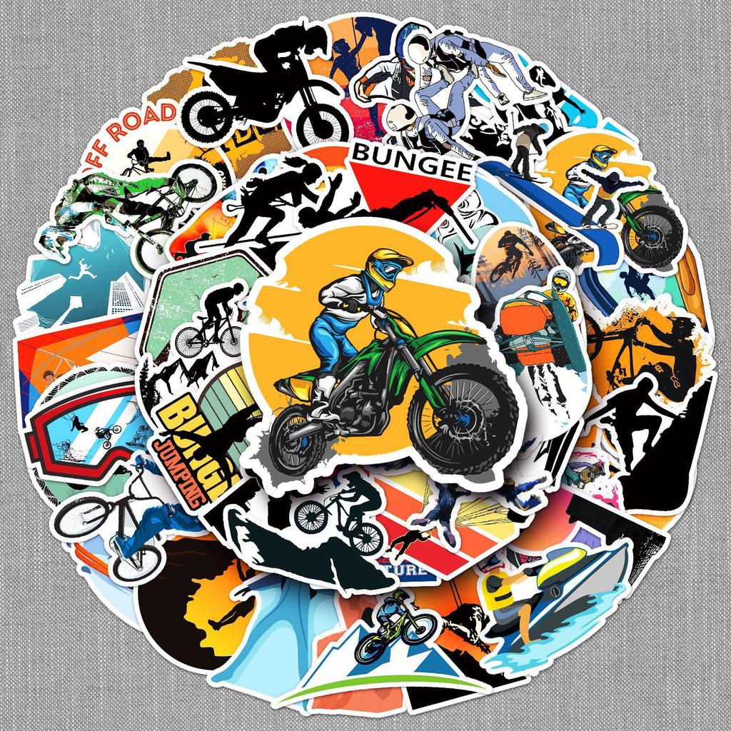 50 Extreme Sports Graffiti Stickers Pack – Personalized Outdoor Challenge DIY for Phone Cases & Suitcases