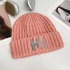 Letter knitted hat women's autumn and winter big head circumference thickened warm ear protection cold hat student outdoor versatile wool hat