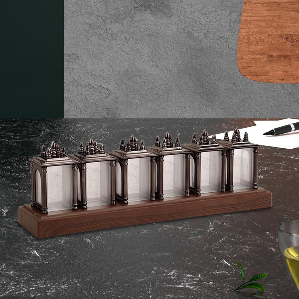 DIY Nixie Tube Clock Alarm Clock 5 Gears Brightness Adjustment LCD Screen Desk Clock for Home Bedside Living Room Bedroom Study