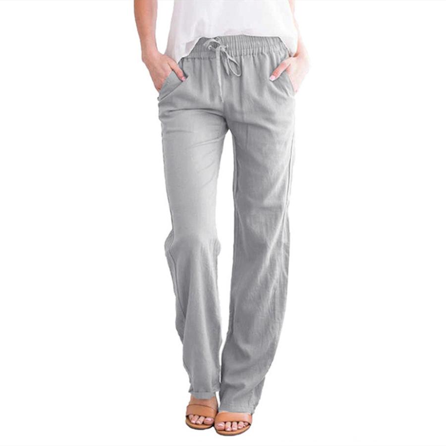 Women's Summer Casual Wide Leg Pants High Waist Tie Belt Loose Cotton Linen Pants for Women