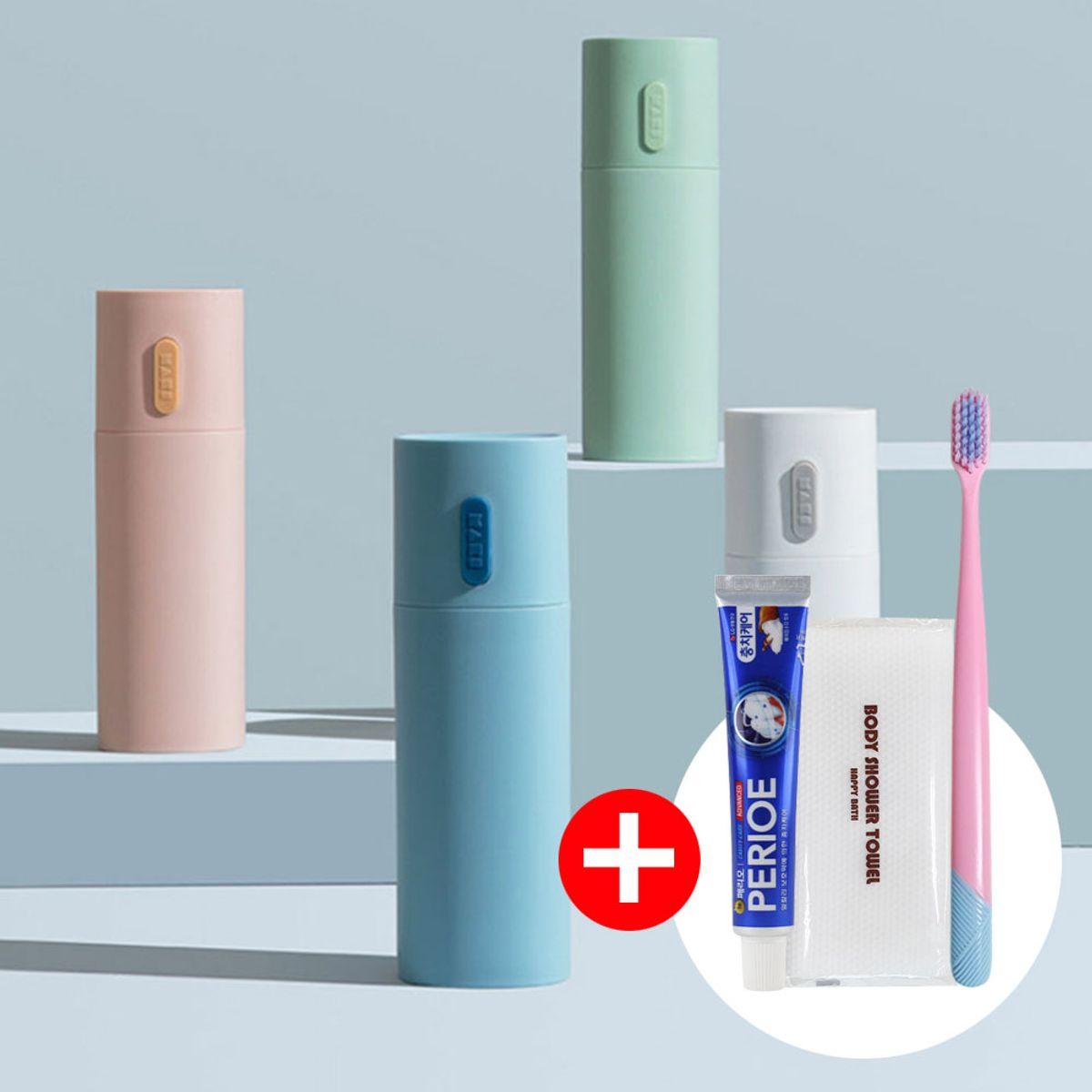 Pastel portable toothpaste and toothbrush set green