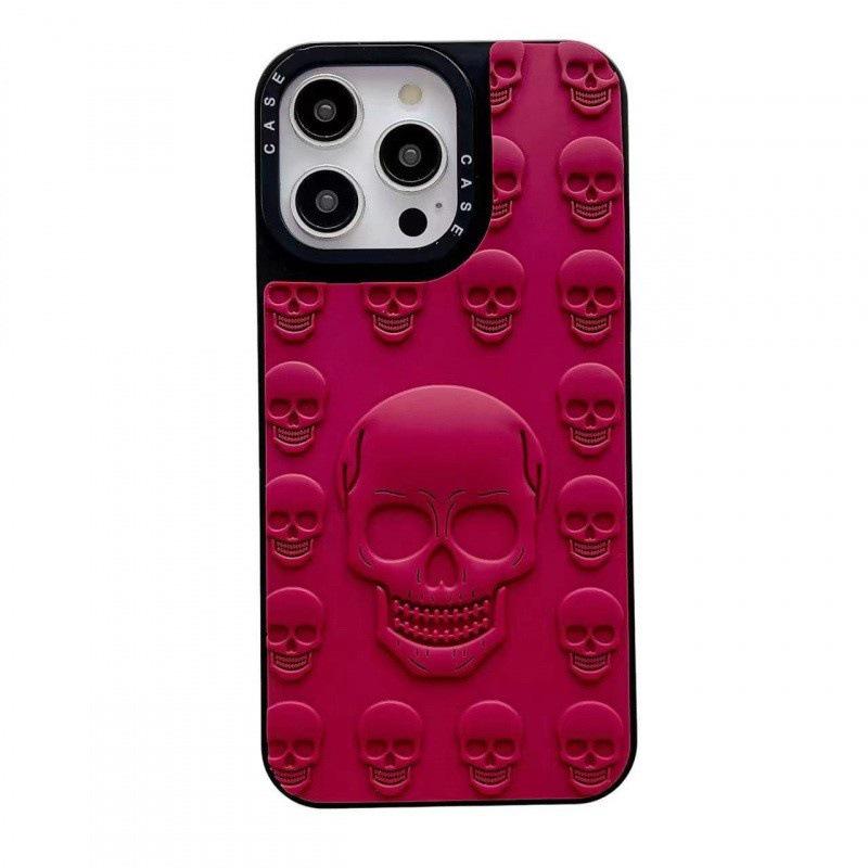 3D Cartoon Skull Silicone Case for Apple 15 Pro - Full Coverage Protective Skin