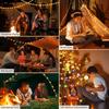 Camping String Lights, 2 In 1 Quick Storage 32.8FT Rechargeable Tent Lights String with 8 Modes, Hanging Waterproof Portable LED Lamp for Outdoor