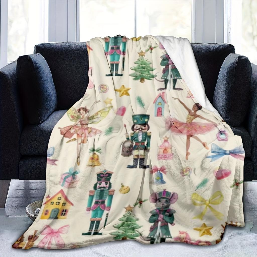 Christmas Nutcracker Blanket Christmas Nutcracker Ballet Plush Throw Blanket - Soft Flannel All-Season Cozy Blanket with Festive