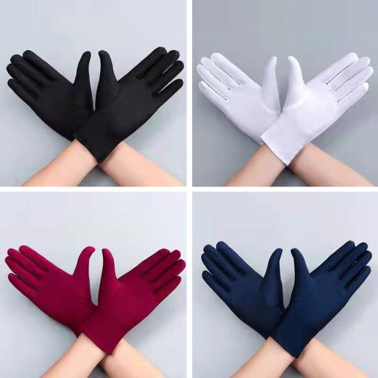 1 Pair Unsiex Winter Gloves Five Fingers Solid Color Elastic Anti-slip Sun Protection Breathable Soft Stage Performance Auction Ritual Girl