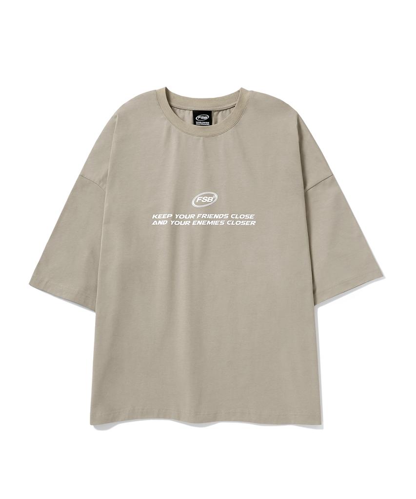 Peullukeu Fsb Logo Oversized Short Sleeve T-Shirt Khaki Fst327