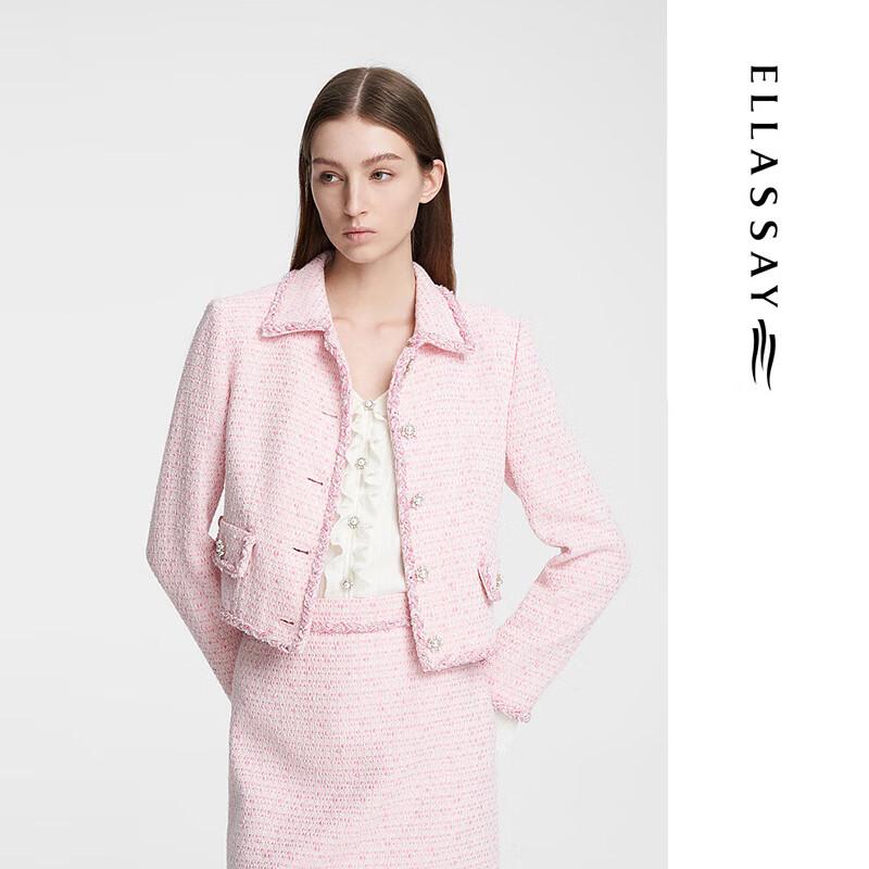 

ELLASSAY Cotton-Blend Boucle Lapel Short Jacket M