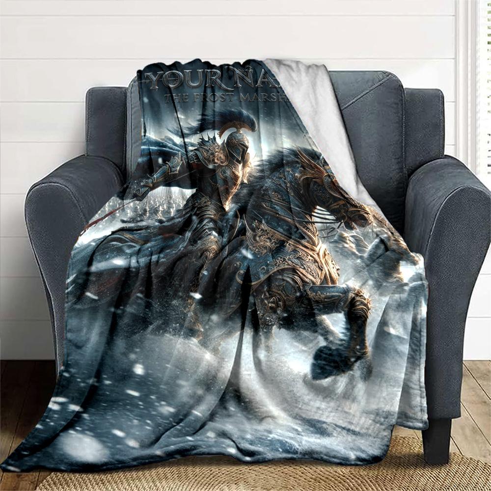Name Custom Epic Knight Print Flannel Blanket High Quality Warm Comfortable Cover for All Seasons Perfect for Gifts Home Decor