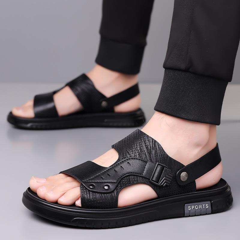 

2025 new summer men s shoes platform casual sandals men s leather non-slip two wear cool slippers men s beach shoes 38