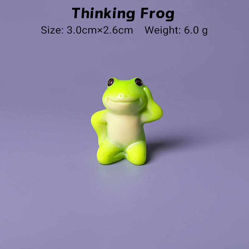 6 Pcs Cute Mini Resin Frog Figurine Set Various Relaxing Poses for Desktop Fairy Garden Home Decor