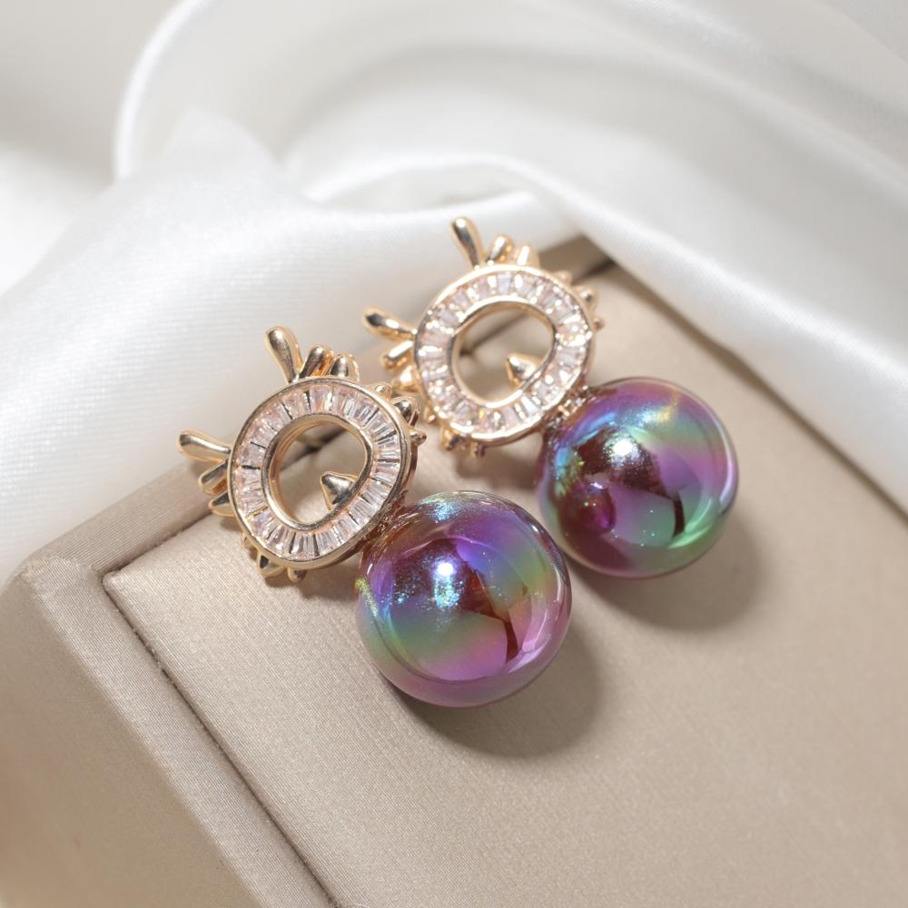 

1 Pair Fashion Cat Zirconia Dangle Earrings for Women Imitation Pearls Earring Jewelry Wedding Party Accessories