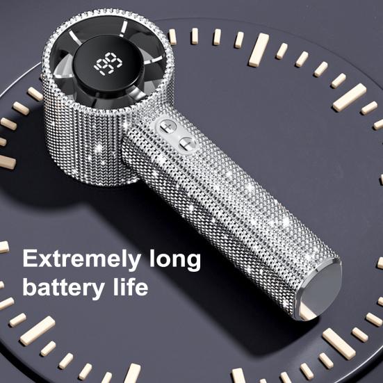 Přenosný vějíř s kamínky, LCD displej, 199 rychlostí, nastavitelný, dobíjecí přes USB, letní chladicí ventilátor, venkovní kempování, cestování, mini osobní ventilátor