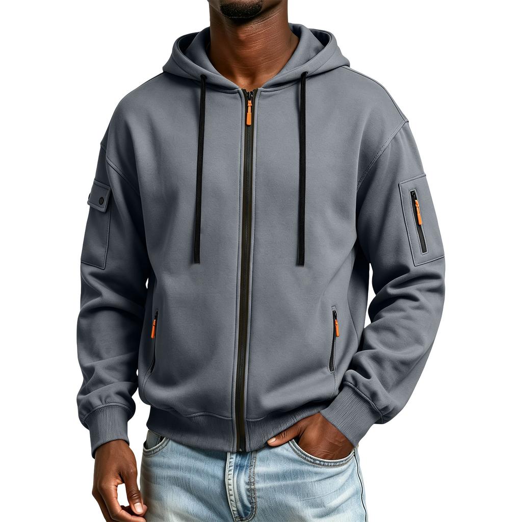 Felpa Invernale da Uomo Colorata con Tasche con Zip