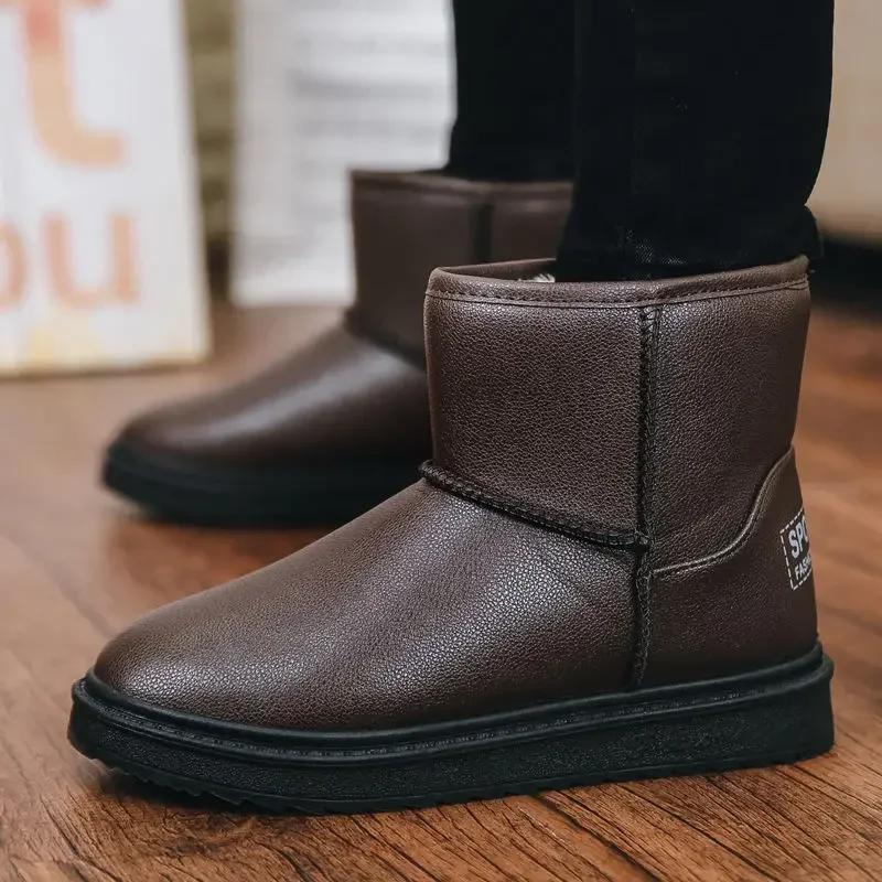 Fashion Shoes for Women Elegant with Low Heels Round Toe Black Womens Snow Boots Leather Booties Ankle Big Red on Slip Anti Skid 39 Y2k