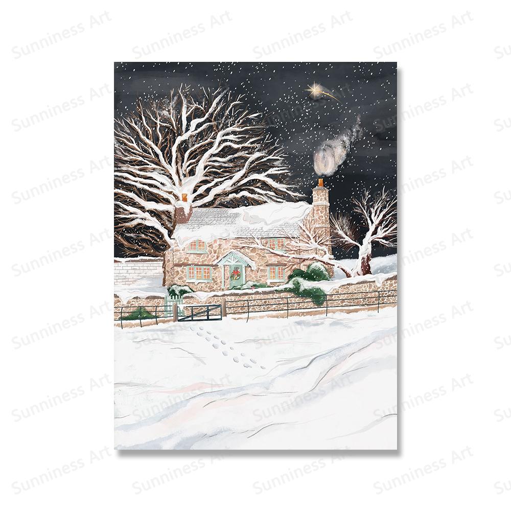 Christmas Gift Travel London Paris Prague Wall Art Canvas Painting Holiday Cottage Posters and Prints for Living Room Home Decor