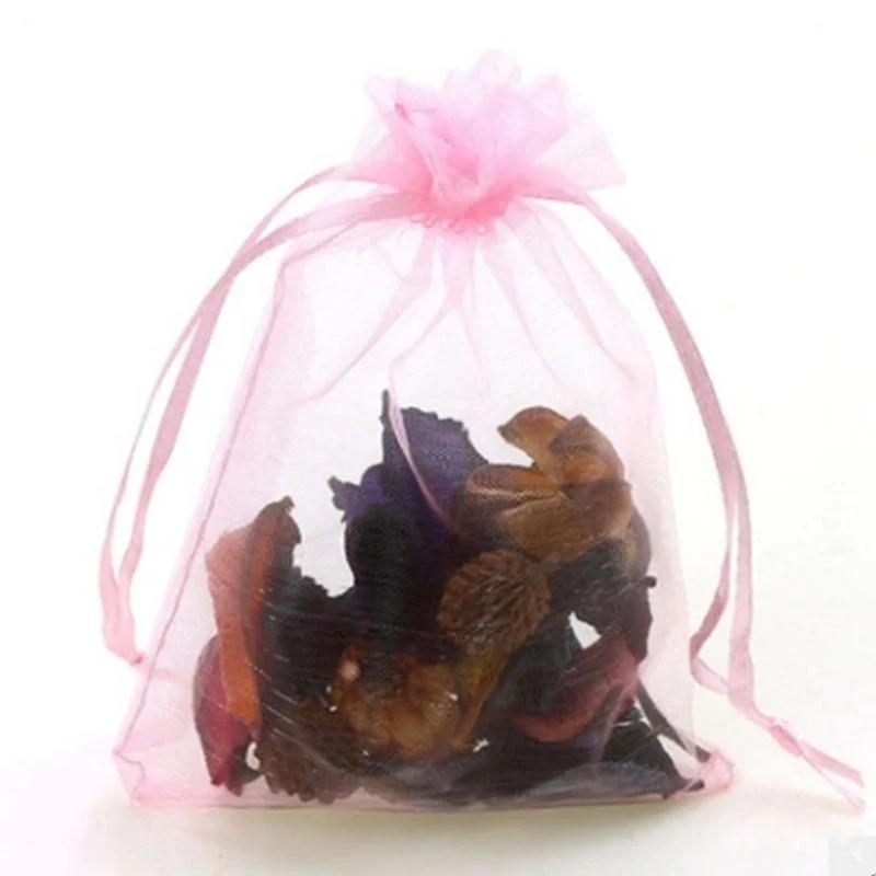 20Pcs/Set Drawable Organza Bags Wedding Christmas Gift Bags Jewelry Packaging Organza Bags Color Random