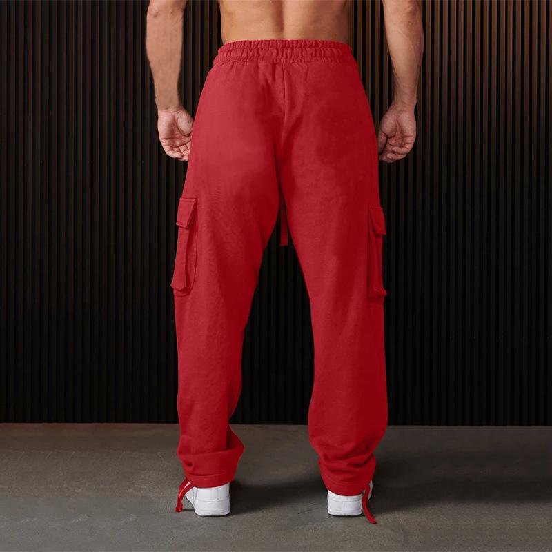 Herren neue Mehrfach-Taschen Arbeitshose Herren Jogginghose lässige Kordelzug gerade Hose