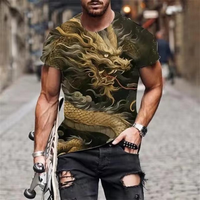 Dragon Totem 3d Printed Summer Men's T-Shirt Short Sleeve Fashion Street Casual Creative Personality Tough Guy Style Clothing