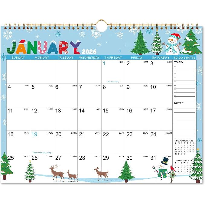 2026 Calendar - 2026 Wall Calendar, January 2026 - December 2026, 14.8  x 11.6 , 2026 Calendar Planner with Twin-Wire Binding, Hanging Hook - 12 2026 wall calendar