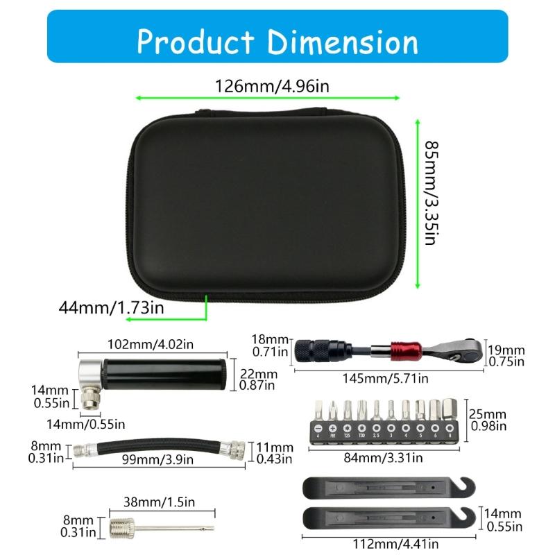 Multifunctional Bike Repair Tool Bicycles Maintenance Tool Ratchet Wrench Set Tire Levers Tire Pump Cycling Accessories