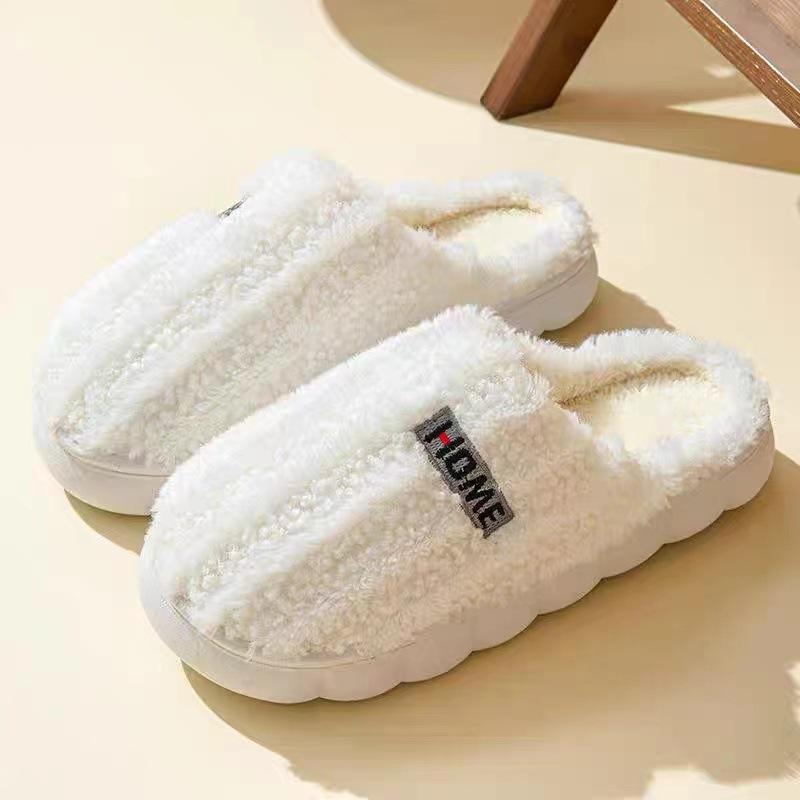 New Couple Thick Striped Thickened Velvet Cotton Slippers Women's Indoor Non-slip Warm Outer Wear Cotton Shoes Men