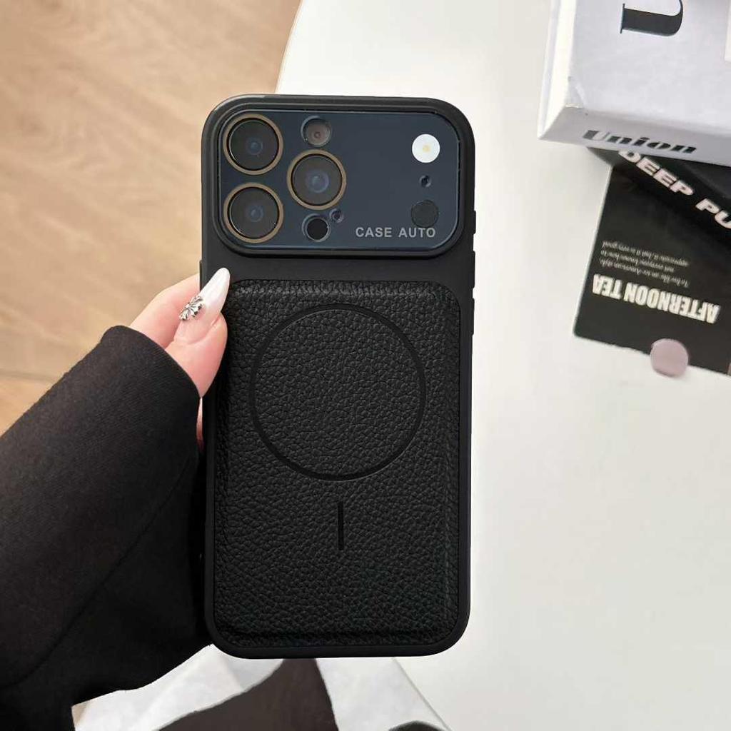 UDILIS Lychee Pattern Magnetic Case for iPhone 15 Pro - Crystal Lens Protection and High-End Feel